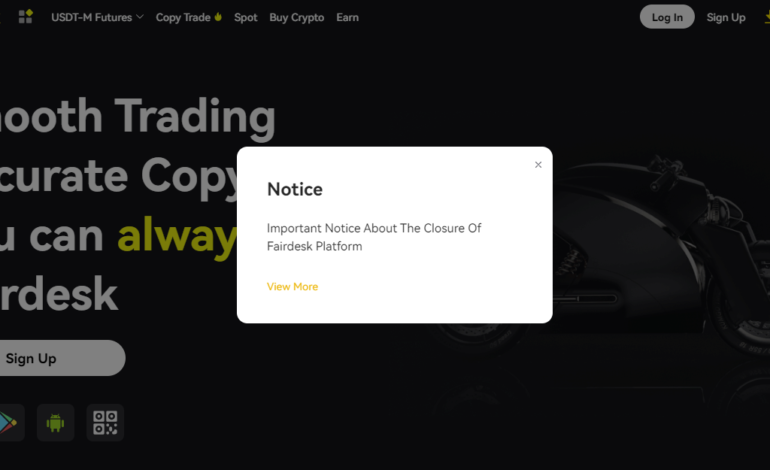 Fairdesk Crypto Exchange to Shut Down Amid Market Conditions